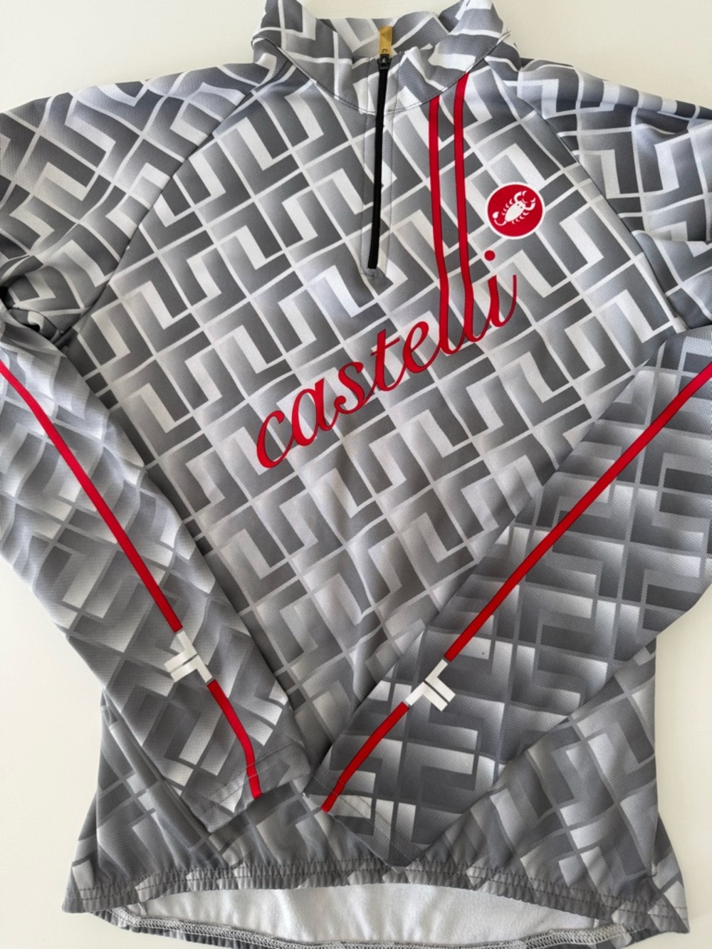 Vintage Castelli Thermal Fleece Cycling Jersey - Women’s Small - Gray Geometric - Picture 6 of 15